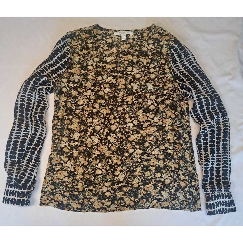 Piperlime Collection S Women's Silk Mixed Media LS Boho Artsy Indie Professional